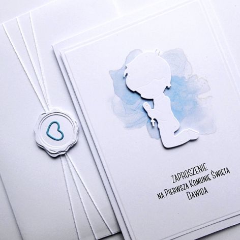 Zaproszenie komunijne handmade dla chłopca 