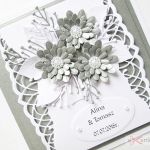 Kartka ŚLUBNA z szarymi kwiatami - Pamiątka Ślubu z szarymi kwiatami