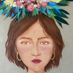 Obraz kobieta z kwiatami 80x100 cm  - nowoczesny obraz do salonu