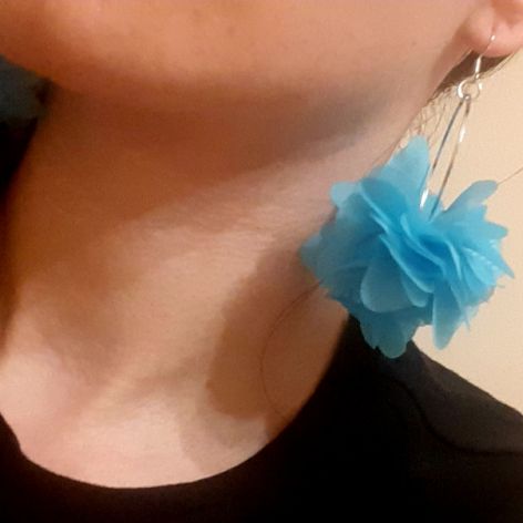 Kolczyki koła, błękitne kwiaty, niebieskie prezent 