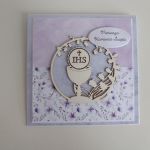 Kartka Pierwsza Komunia Święta liliowa - Kartka Pierwsza Komunia Święta liliowa