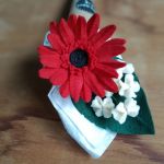 Gerbera - kwiat z filcu - czerwony - 