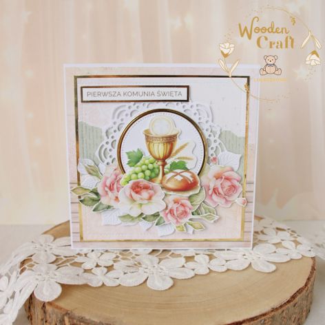 Kartka pamiątka I Komunii "RoseWine5" GOTOWA