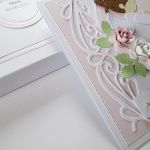Kartka PAMIĄTKA CHRZTU z aniołkiem #5 - Różowo-biała kartka na Chrzest w pudełku