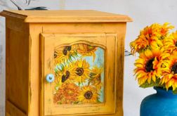 Ręcznie malowana szafka inspirowana malarstwem, słoneczniki, ceramiczna gałka