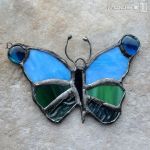 Motyl morskoniebieski - szklany motyl