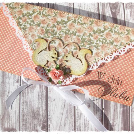 Kopertówka ślubna z zakochanymi wiewiórkami