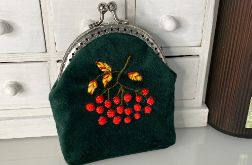 Portmonetka welurowa “Jarzębina”, okucia w kolorze srebrnym