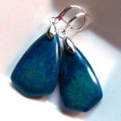 Lapis lazuli z chryzokolą, duże wiszące kolczyki w srebrze
