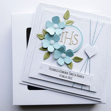 Elegancka kartka na Komunię personalizowana 