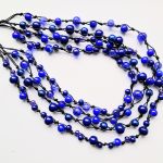 Kobalt naszyjnik sznurek i szkło - 