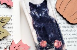 Zakładka do książki: czarny kot i książki