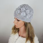 Czapka recznie robiona popielata - 
