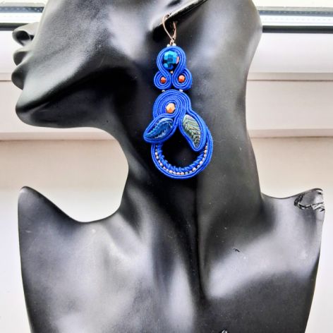 Cobalt Leaves kolczyki sutasz