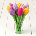 TULIPANY, kolorowy bawełniany bukiet - bukiet kolorowych tulipanów