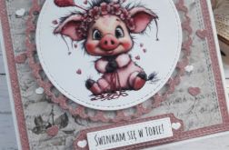 Kartka na walentynki ze świnką, nietypowy napis