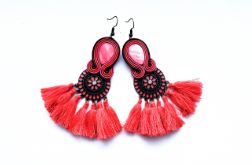 Coral kolczyki sutaszowe