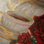 Ręcznie malowana herbaciarka organizer pudełko RÓŻA - na dzień matki