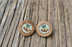 Drewniane kolczyki świąteczne - Złote Dzwonki