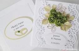 Kartka MŁODEJ PARZE z zielonymi różami