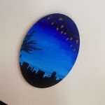 Miasto nocą na owalnym płótnie  - Płótno owalne obraz nocą