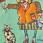 obraz olejny dama i kot - 