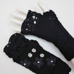 Mitenki ręcznie robione alpaka czarne - Modne rękawiczki