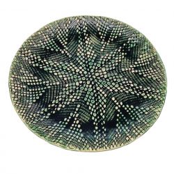 Talerz Ceramiczny Zielony Ręcznie Robiony Średnica 25 cm 