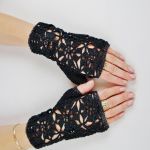 Mitenki Hand Made czarno-srebrne - Czarne mitenki