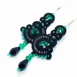 kolczyki sutasz soutache czarno zielone - 