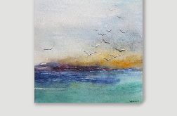Morze-akwarela formatu 20/20 cm