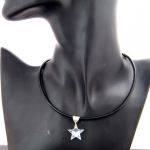 Gwiazda - Swarovski, srebro i rzemień - 