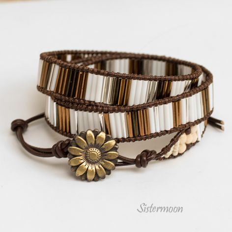 Bransoleta Boho Brown and Gold