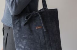 Duża pikowana shopperka z weluru – pojemna torba na ramię handmade