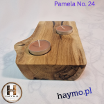 Świecznik drewniany dąb stare drewno żywica, Pamela No. 24 - 