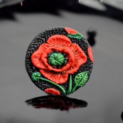 Duży pierścionek czerwony mak