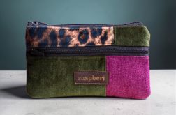 Różowo-zielono-grafitowy portfelik panterka