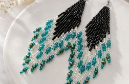 Długie kolczyki chwosty ze szkła i stali (11 cm) | Ręcznie robiona biżuteria boho-chic