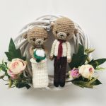 Młoda para misie ślubne maskotki wianek handmade - prezent ślubny misie