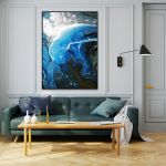 Plakat obraz dark blue abstrakcja 50X70 B2 - 