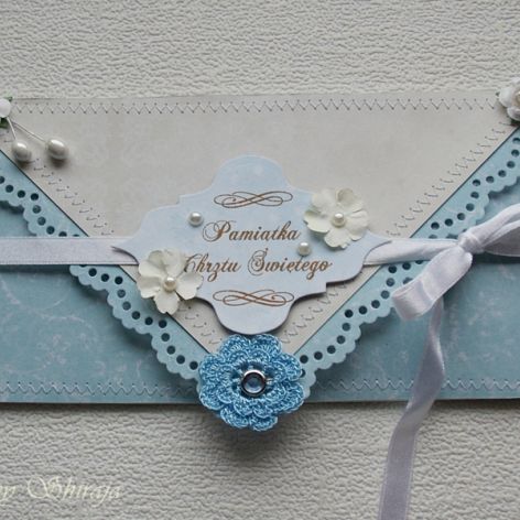 Pamiątka Chrztu św. - 'błękit i perełki'
