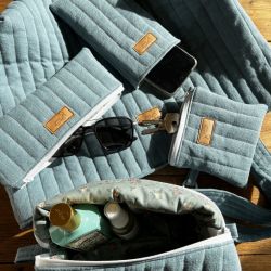 Zestaw prezentowy z lnu - niebieski