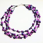 Wrzosowy naszyjnik z koralików i sznurka - 