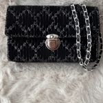 Czarna kopertówka handmade - Torebka z łańcuszkiem