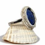 Lapis, Srebrny pierścionek z lapis lazuli - pierścionek wier wrapped z lapisem