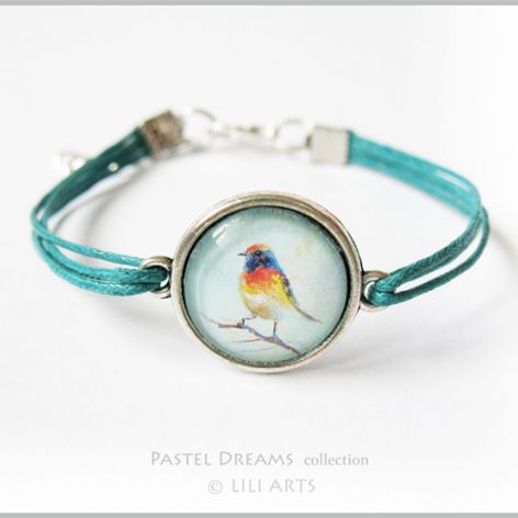 Bransoletka - Colourful Bird - turkusowa