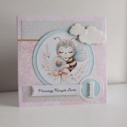 Kartka na urodziny roczek pszczółka 