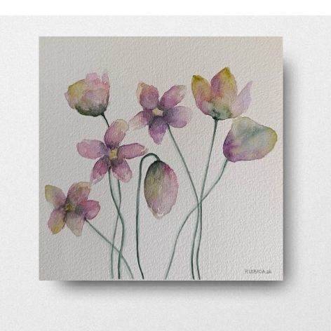 Kwiaty-akwarela formatu 20/20 cm 