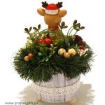 Stroik dekoracja Boże Narodzenie Jelonek w czapce - Stroik Rudolf na święta