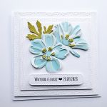 Subtelna kartka ślubna z kwiatami handmade - Kartka handmade na ślub niebieskie kwiaty